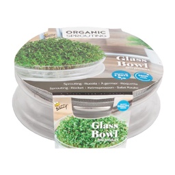 [12-085387] Organic Sprouting Glazen Bowl met Rucola (BIO)